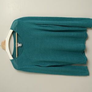 Chicos Linen Rayon Crew Neck Sweater